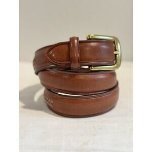 Chaps Ralph Lauren Men Brown Leather Braided inset Dress Belt Size 42